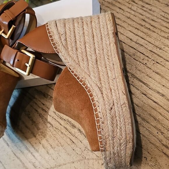 Brown Suede Espadrille Wedge Platforms Sandals Size 7.5 Marc Fisher - Picture 8 of 12